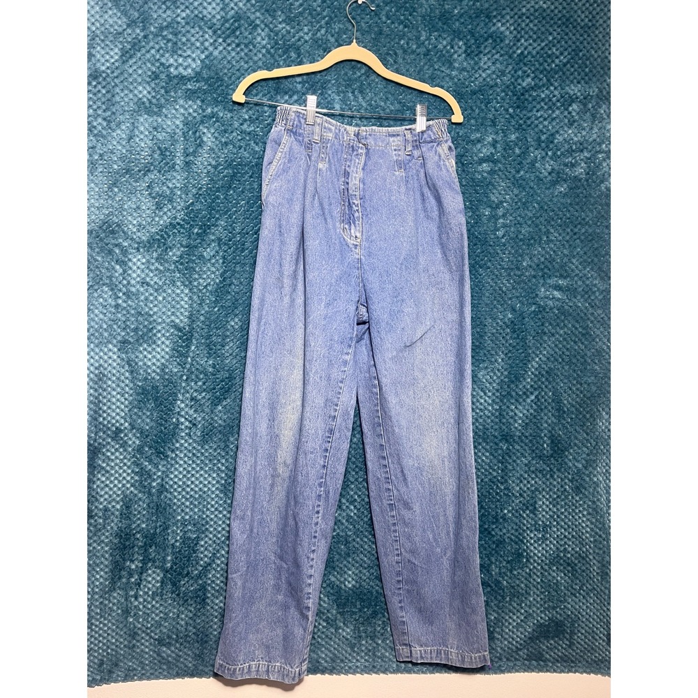 Vintage High Waisted Pleated Mom Jeans Original TY Wear  Light Wash Denim Size 8